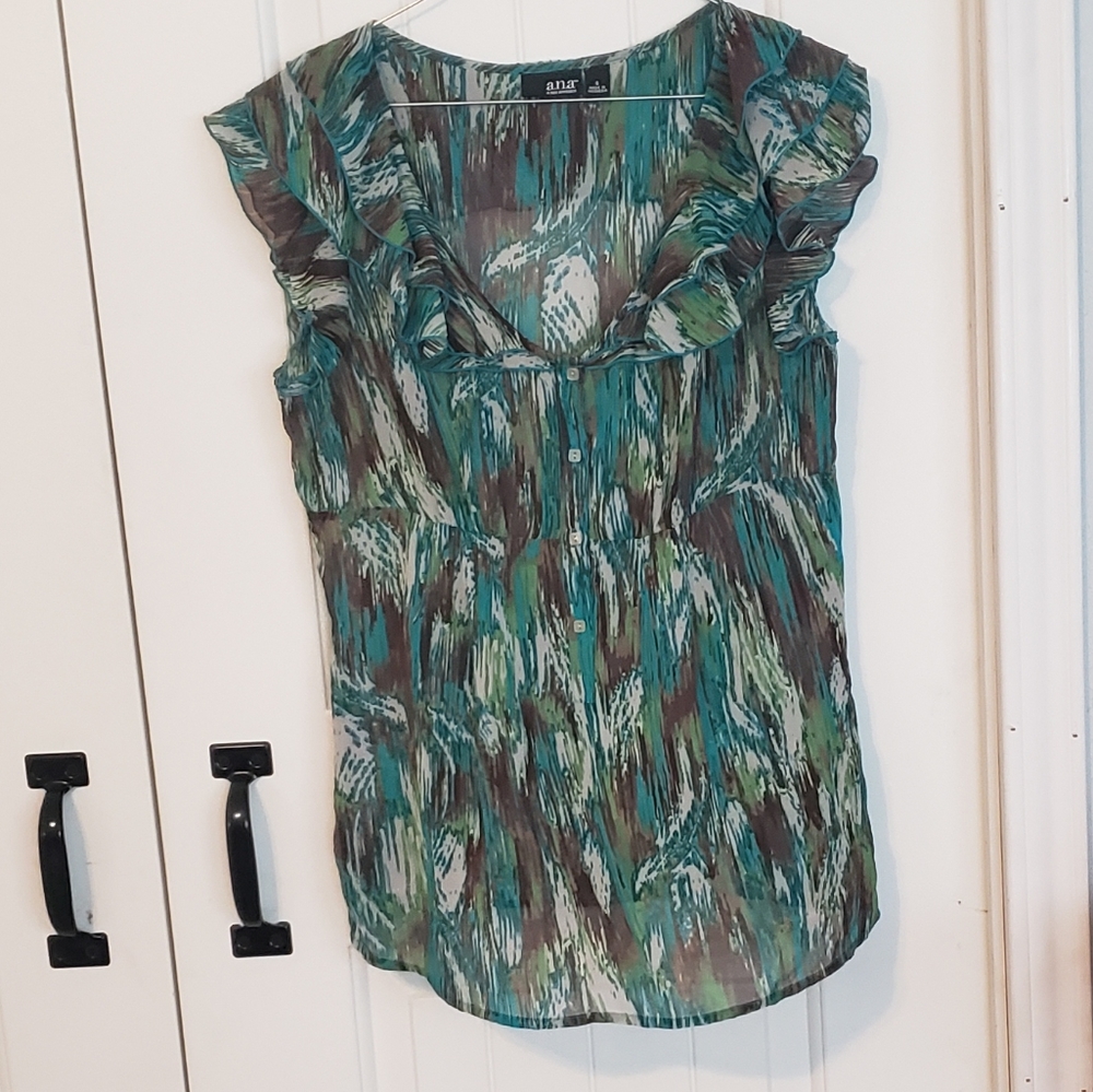 A.n.a multi color flutter sleeve blouse